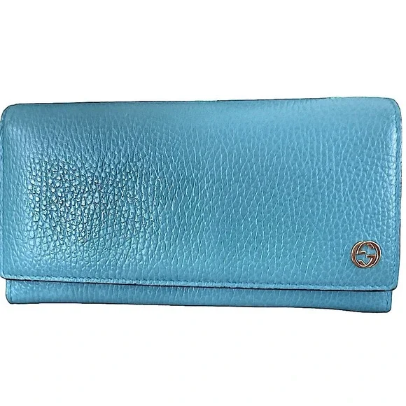 🩵GUCCI Turquoise Blue GG Calfskin Continental Wallet - Picture 2 of 15